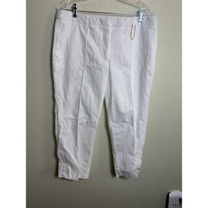 Zac & Rachel Size 12 White Women's Pant Capri Faux Lace up on the Legs